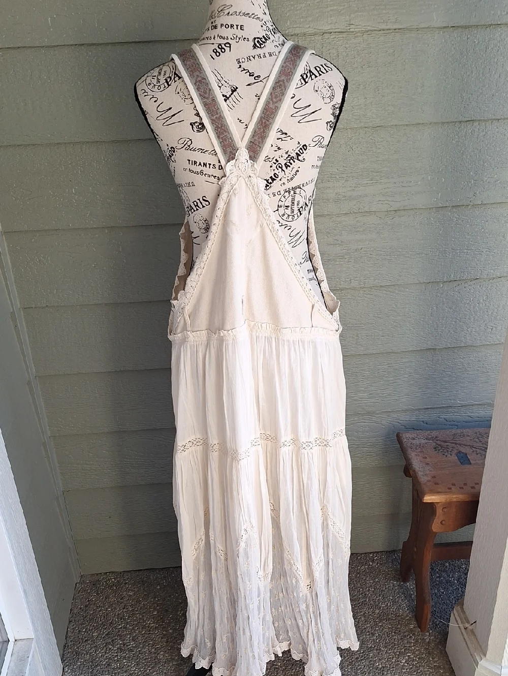 Free People Trails End Lace Crochet Vintage Overall Maxi Dress Skirtall XL - Picture 9 of 15